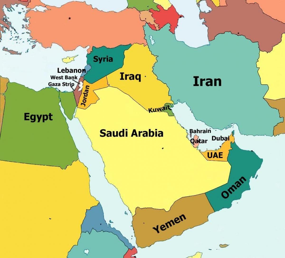 kaart Bahreinis ja ümberkaudsed riigid