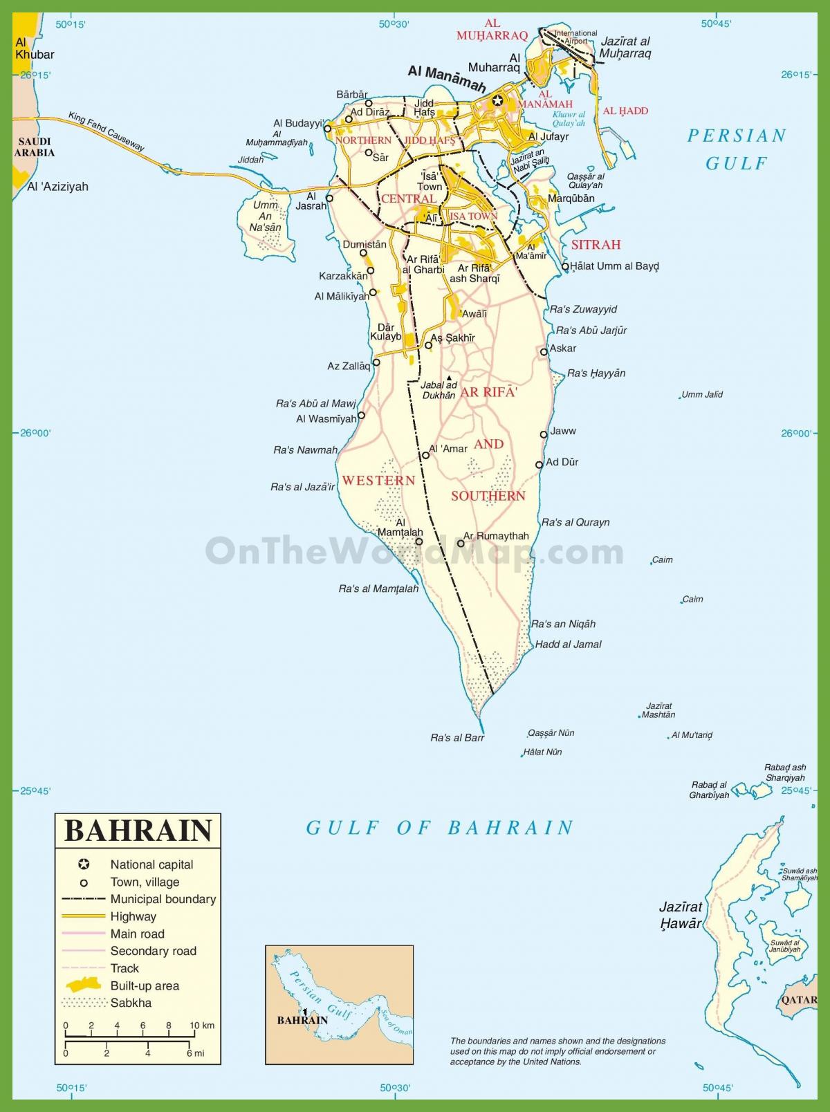 Bahreini linnad kaardil