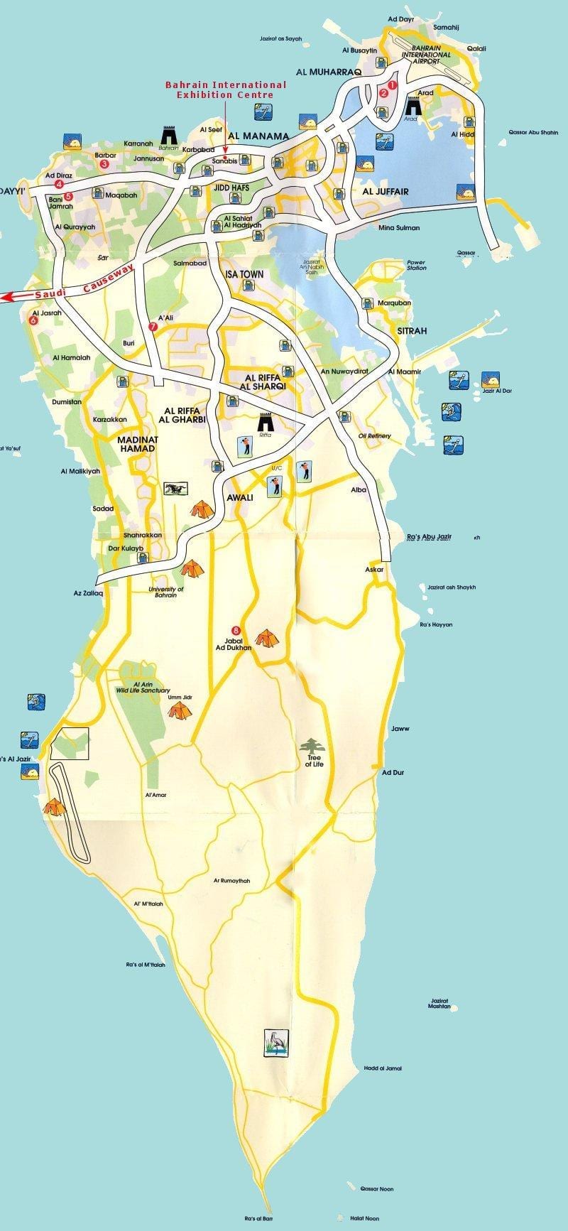kaart Bahreini turist