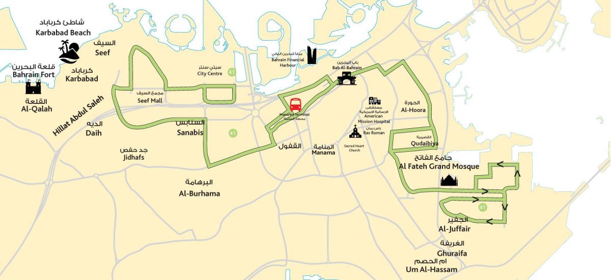 kaart kesklinn Bahrein